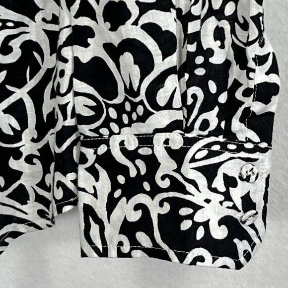 Charter Club 100% Linen Abstract Print Roll Tab Long Sleeve Button Up Shirt 14 - Picture 4 of 7